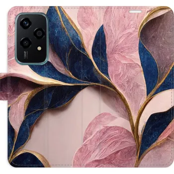 Pouzdro na mobilní telefon Flipové pouzdro iSaprio - Pink Leaves - Honor 200 Lite