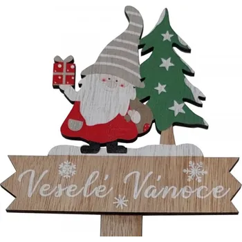 Vánoční dekorace Goba s.r.o. 3002001 zápich skřítek Veselé Vánoce 40 cm 15 cm