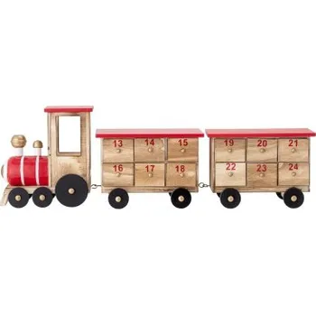 Vánoční dekorace Bloomingville adventní kalendář vláček Grunk Paulownia