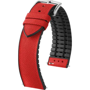Řemínek na hodinky Textilní řemínek Hirsch Arne M 0925090120-2, červený, textil/přírodní kaučuk, délka M, Quick Release