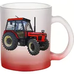 Moon River Zetor 7745 skleněný hrnek červený 330 ml (hrneček s traktorem matné sklo )