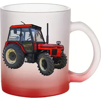 Zetor 7745 skleněný hrnek traktor (hrneček s traktorem matné sklo )