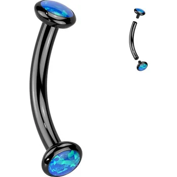 Piercing Atreya Titanový banánek s vnitřním závitem se zirkony nebo opály Esmé Barva: Černá / Opálově modrá