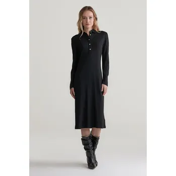 Dámské šaty ŠATY GANT SLIM LS WOOL JERSEY DRESS BLACK