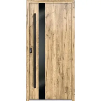 Vchodové dveře Kovové vchodové dveře S68 Clear 90P dub sonoma otevírání dovnitř