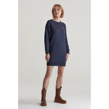 Dámské šaty MIKINOVÉ ŠATY GANT REL SHIELD C-NECK SWEAT DRESS EVENING BLUE
