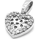 Přívěsek z bílého zlata srdce zdobené zirkony a srdíčky 0,81g
