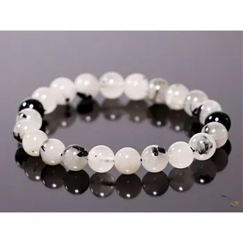 Náramek Magieprirody.cz Náramek Křišťál s turmalínem 8 mm #534 z přírodních kamenů