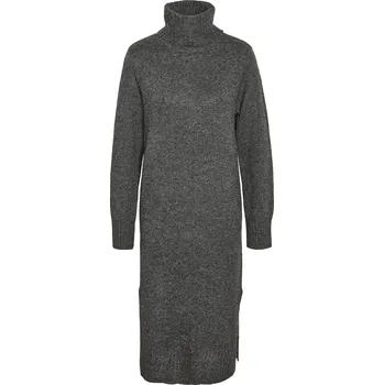 Dámské šaty Středně dlouhé šaty z Noisy May - Pletené šaty NMViola FWD NOOS s rolákem a dlouhými rukávy - Ženy - šedá