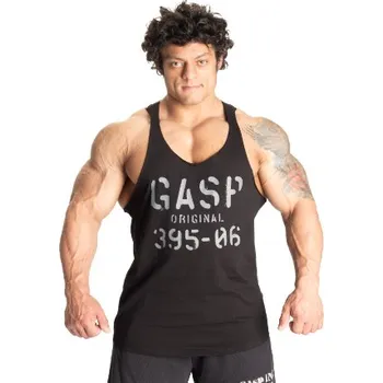 Pánské tílko Gasp ORIGINAL STRINGER BLACK/GREY – tílko Gasp černo-šedé Velikost: XL