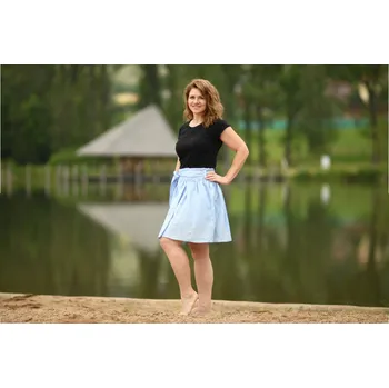 Dámská sukně Nelly Lněná dámská sukně krátká/ super soft - světle modrá velikost: XL