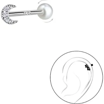 Piercing Stříbrný piercing MOON se Zirkony Ag 925/1000