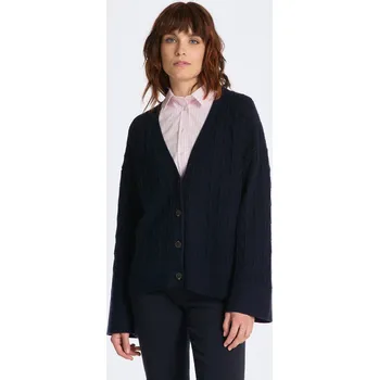 Dámský svetr SVETR GANT HERRINGBONE V-NECK CARDIGAN EVENING BLUE