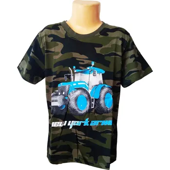 Kugo Chlapecké tričko TRAKTOR modrý krátký rukáv maskáč Barva: Zelená, Velikost: 128