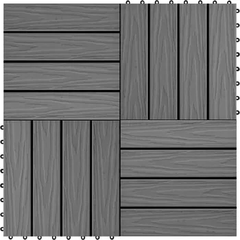 Venkovní dlažba vidaXL Marketos Terasové dlaždice 11 ks WPC embosované 30 x 30 cm 1 m² šedé