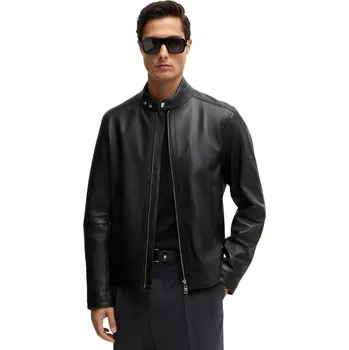 Pánský křivák Pánská kožená bunda BOSS Black 50518906 černá Velikost: 46