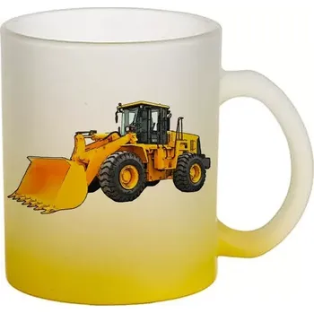 CAT nakladač skleněný hrneček hrnek (hrneček s bagrem matné sklo )