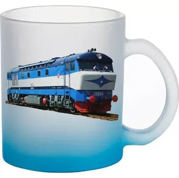 skleněný hrnek lokomotiva T478 (hrneček s lokomotivou matné sklo vlak)