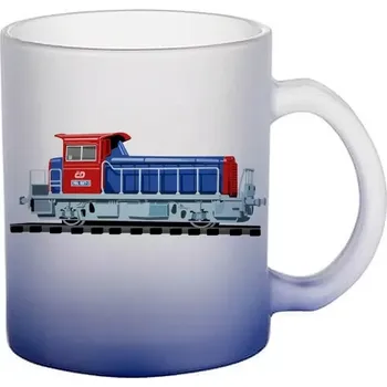 skleněný hrnek lokomotiva II (hrneček s lokomotivou matné sklo vlak)
