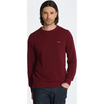 Pánský svetr SVETR GANT COTTON PIQUE C-NECK PLUMPED RED