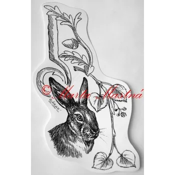 Samolepka zajíc, myslivost - archiv c305 - Malá - přibližně jako pohlednice