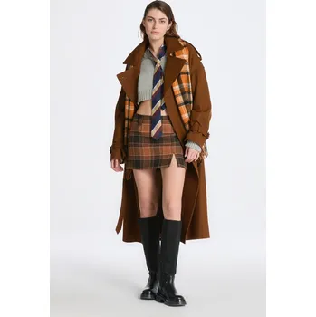 Dámská sukně SUKNĚ GANT CHECKED WOOL MINI SKIRT CINNAMON BROWN