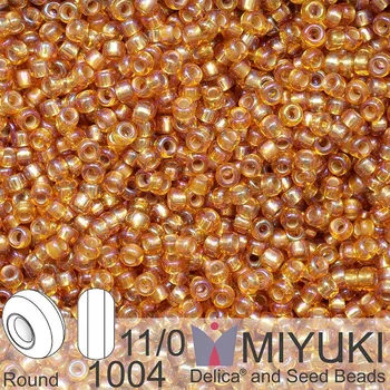 Korálek Korálky Miyuki Round 11/0. Barva 1004 Silverlined Dark Gold AB. Balení 5g.