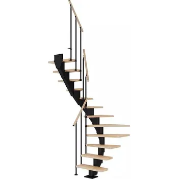 DOLLE Frankfurt - modulové schody 1/2 zatoč. do 258 cm, zábradlí CLASSIC II (Přímé vedení 11 nášlapů )