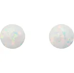Stříbrné náušnice kulička opál bílý 8 mm Teofan