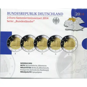 Německo (2014) Mincovní karta v přebalu 2€ mince Lower Saxony (Proof) - ADFGJ