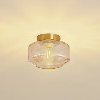 Lindby stropní světlo Hildur, jantarová, sklo, Ø 22 cm - Stínidlo na lampu - Ø 12 cm, výška 2,5 cm; výška stínidla 12 cm jantarová, mosazná 1 x 15 W LED - Doprava zdarma