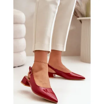Dámské lodičky Lakované lodičky špičaté sling-back Anarinne - Červené 41 Barva: Červená, Velikost: 41