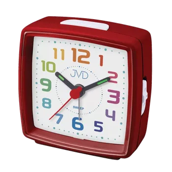 Budík JVD Dětský červený ručkový netikající tichý budík JVD SRP2811.2