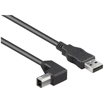 Kabel do PC PremiumCord Kabel USB 2.0, A-B, 2m se zahnutým USB-B konektorem 90°