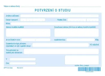 Tiskopis Optys 3244 potvrzení o studiu A5 1 list