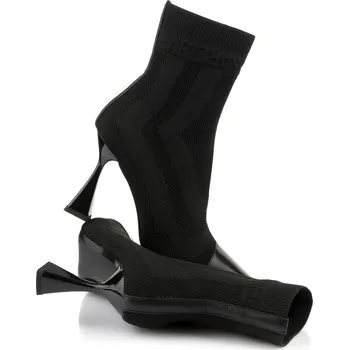 Dámské kozačky KOTNÍKOVÁ OBUV KARL LAGERFELD DEBUT II MIX KNIT ANKLE BOOT BLACK KNIT TEXTILE