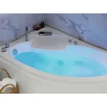 Pravá rohová vířivá vana s vodními tryskami bílá akrylátová s LED osvětlením hydromasážní sprcha, opěrka hlavy Beliani
