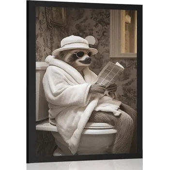 Plakát Dovido Plakát lenochod s novinami na záchodě