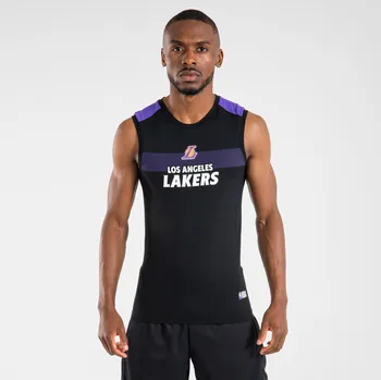 TARMAK Basketbalový spodní dres UT500 NBA Los Angeles Lakers 2XL FIALOVÁ|ČERNÁ