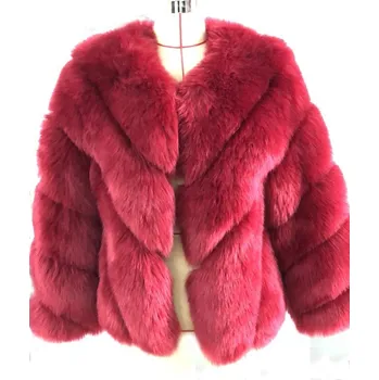 Dámská bunda Dámský umělý kožich zimní chlupatá bunda prošívaná Barva: Vínová, Velikost: 3XL