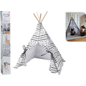 Pelíšek pro kočku ProGarden Teepee pro kočky 56 x 56 x 74 cm bílý/černý