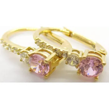 Náušnice Klenoty Budín Dámské zlaté náušnice s růžovými růženíny a zirkony 585/1,89gr HK2279 (Klenoty Budín Dámské zlaté náušnice s růžovými růženíny a zirkony 585/1,89gr HK2279)