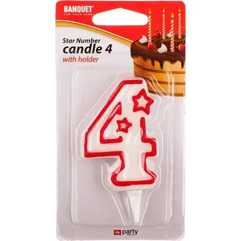 BANQUET Svíčka narozeninová č.4 MY PARTY 7 x 4,5 cm