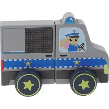 Dřevěná hračka TREFL Dřevěné magnetické auto Tiny Tails - Policie
