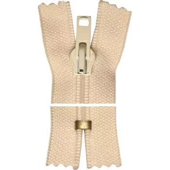 Zip Spirálový zip, nedělitelný - 38cm - béžový - YKK - BALENÍ 10 ks