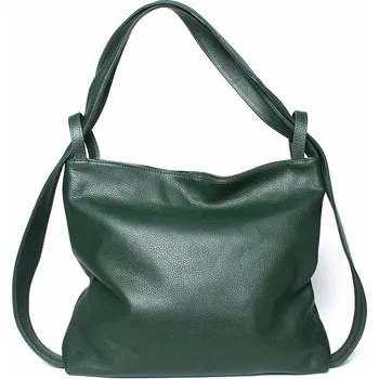 Kabelka Dámská kabelka a batoh v 1 - velká kožená kabelka na rameno a batoh 12 zelená | KabelkyproVas.cz