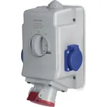 SCAME Zásuvka OPTIMA 16A, 3P+N+E, 415V, kombinovaná s reverzačním vypínačem L-0-P, IP54 513.1657-2FNR