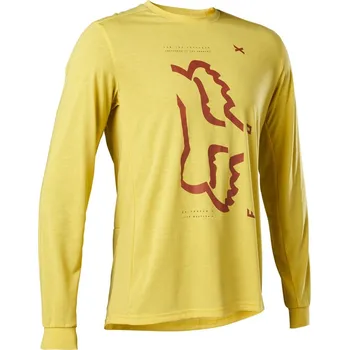 cyklistický dres Dres FOX Ranger Dr Ls Jersey - Pear Yellow Velikost: L