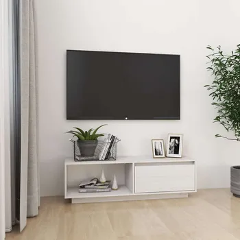 Televizní stolek vidaXL TV stolek 110 x 30 x 33,5 cm masivní borové dřevo [809888] Barva: Bílá