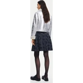 Dámská bunda Desigual Bunda z imitace kůže Londres 24WWEW32 Stříbrná Regular Fit XL